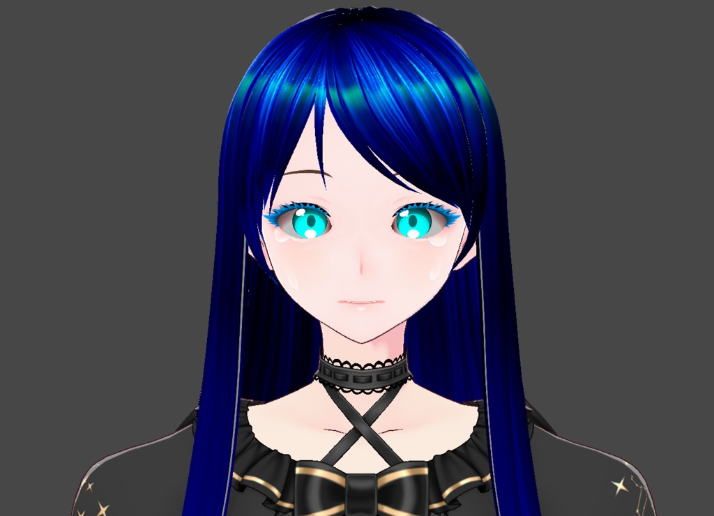 High Quality Anime Style Deep Ocean Blue Colored Hair Texture