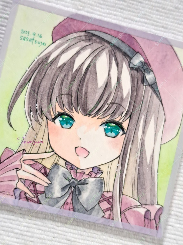 豆原画（ベレー帽）