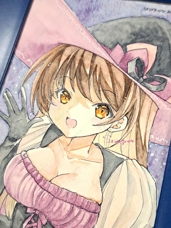 魔女っ娘ハガキ額原画