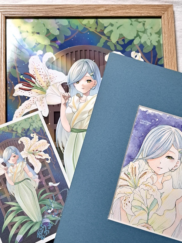 展示出品作額入り複製画『Wish of the Lily』(直筆イラスト付き)