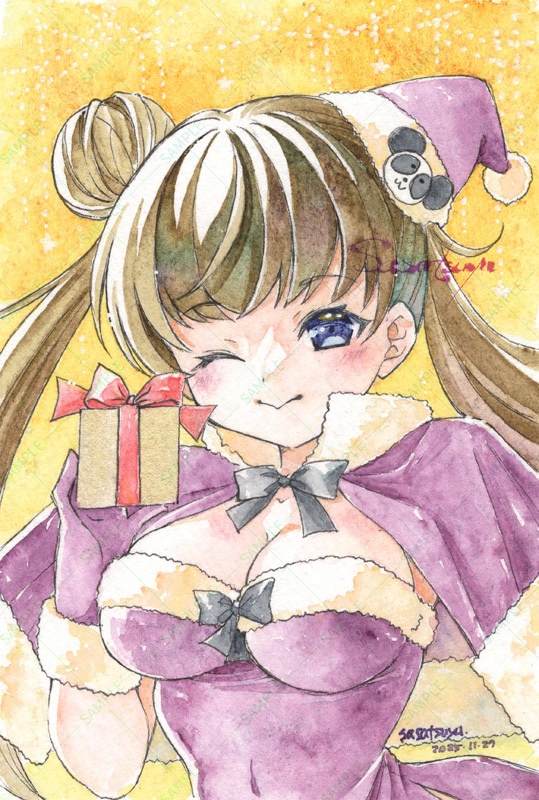 マット付き原画(ツインテサンタちゃん)