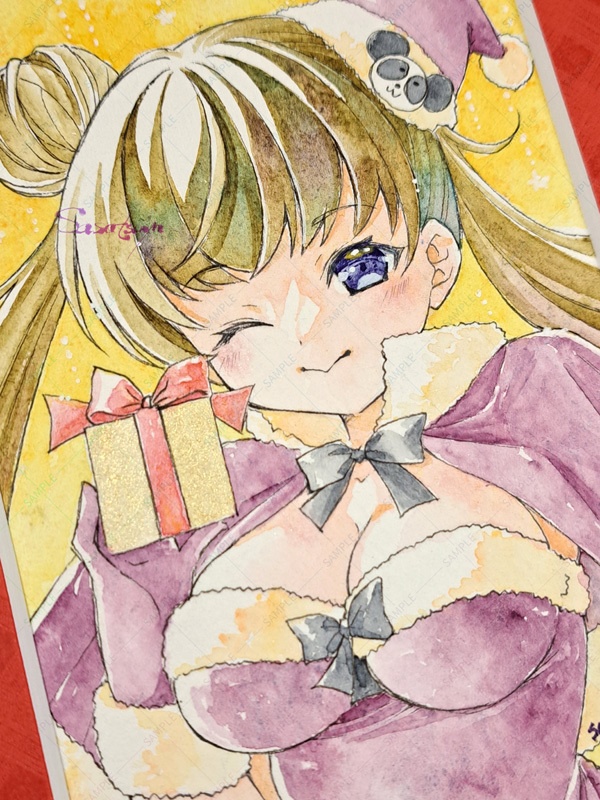 マット付き原画（ツインテサンタちゃん）