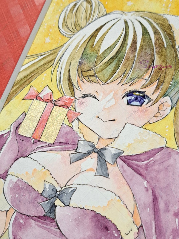 マット付き原画(ツインテサンタちゃん)