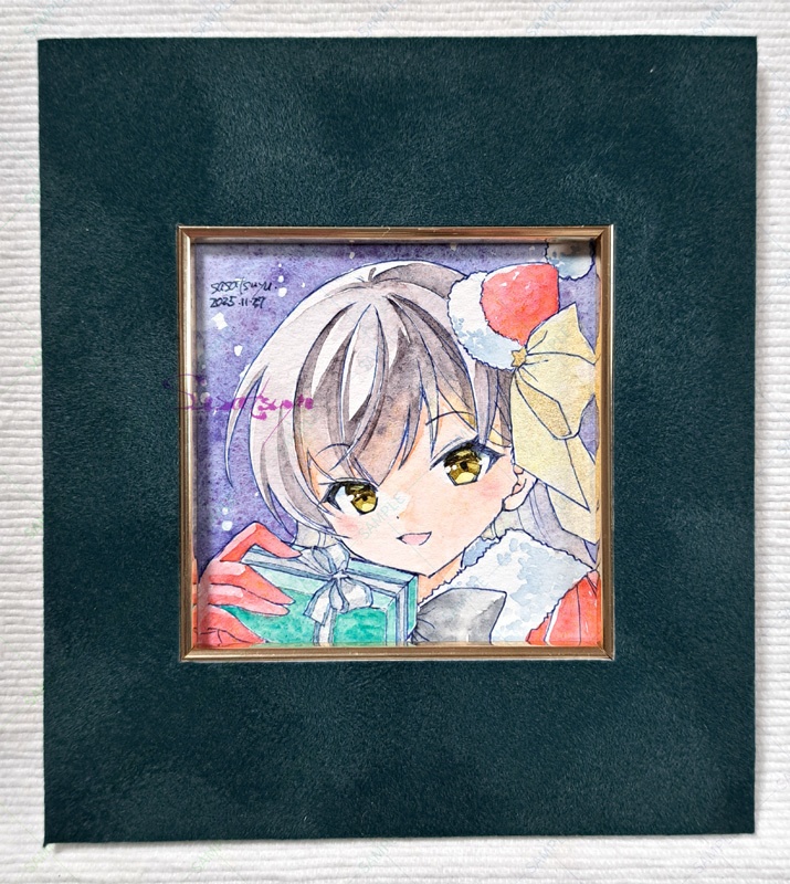 面金マット付き原画(サンタちゃん)