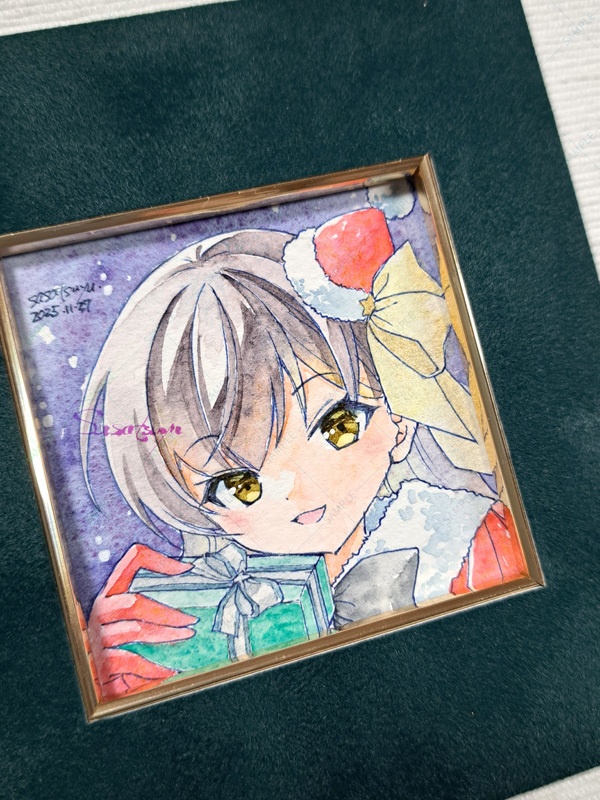 面金マット付き原画(サンタちゃん)