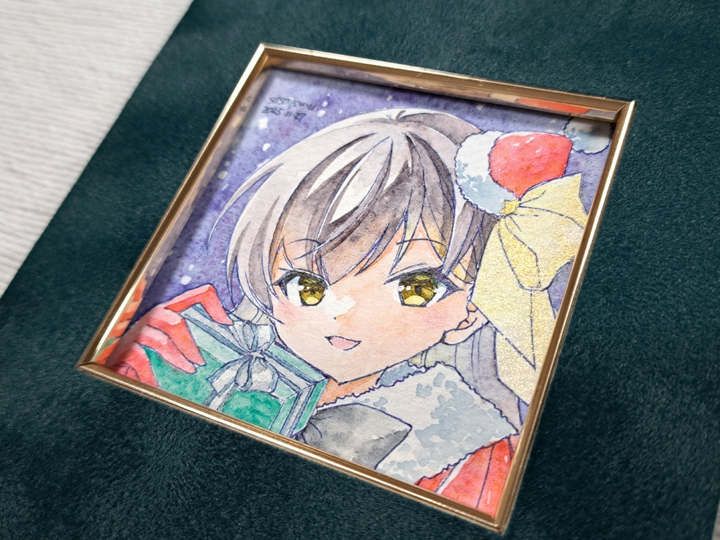 面金マット付き原画(サンタちゃん)
