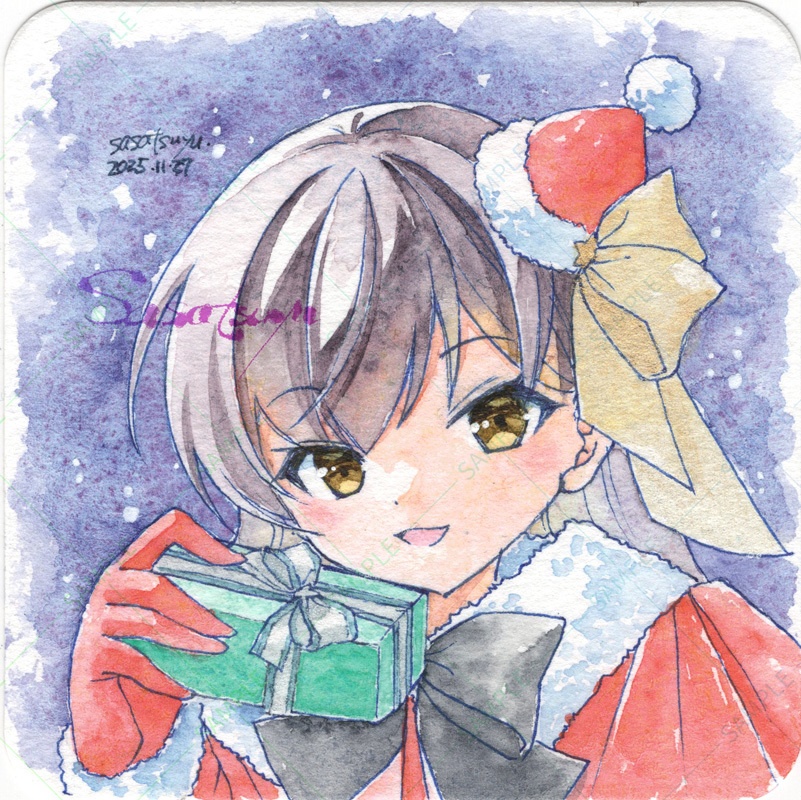 面金マット付き原画(サンタちゃん)