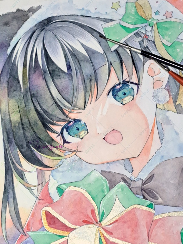 【発送準備中】額入りサンタちゃん（大色紙サイズ）