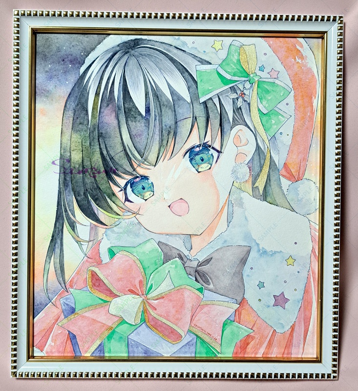 【発送準備中】額入りサンタちゃん(大色紙サイズ)