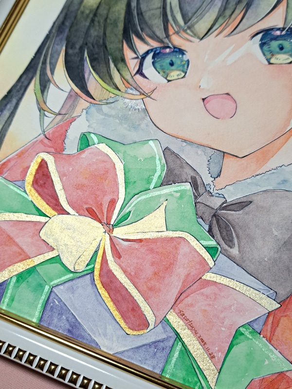 【発送準備中】額入りサンタちゃん(大色紙サイズ)