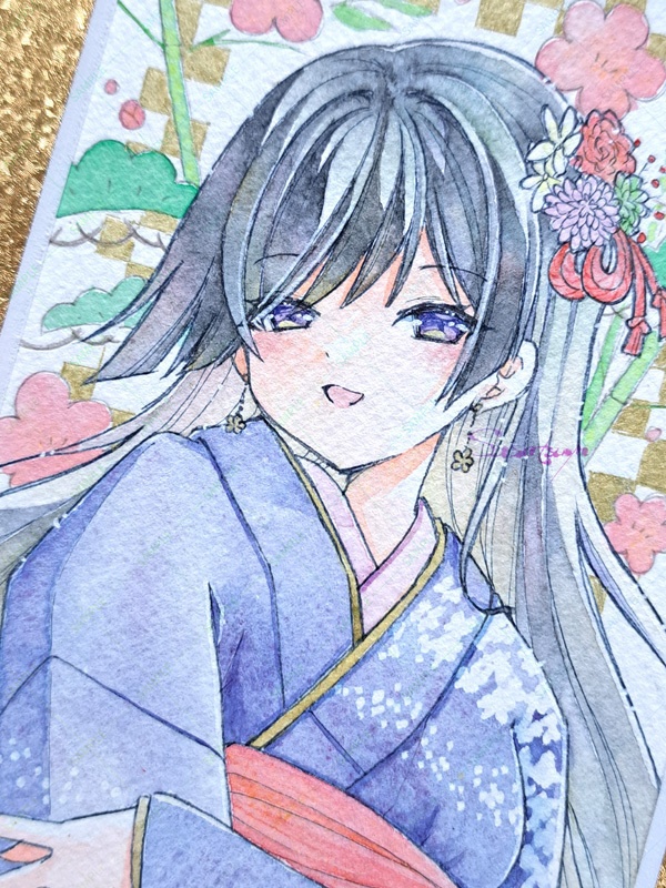 マット付き年賀絵2026(ハガキサイズ原画)