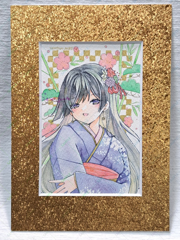 マット付き年賀絵2026(ハガキサイズ原画)