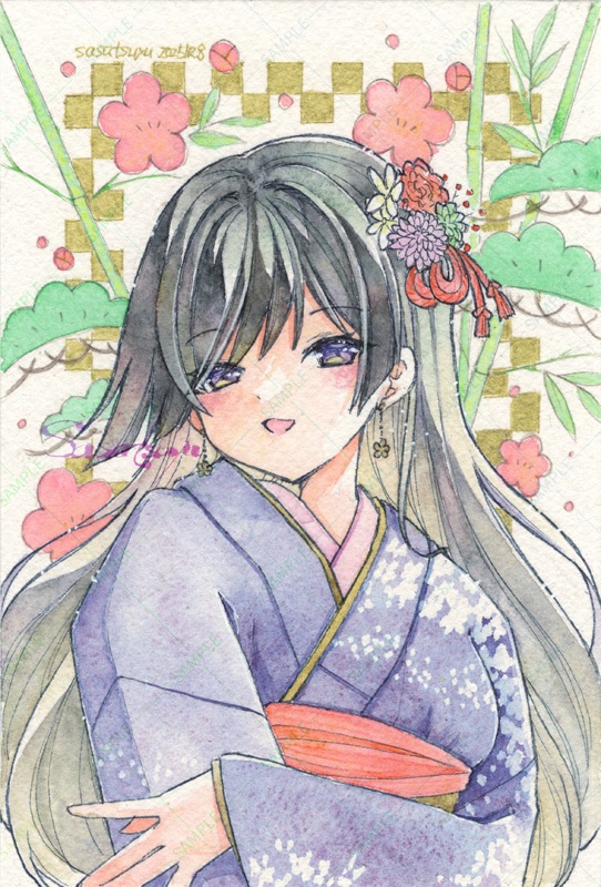 マット付き年賀絵2026(ハガキサイズ原画)