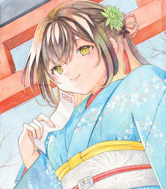 大色紙サイズ原画(額入り年賀イラスト)