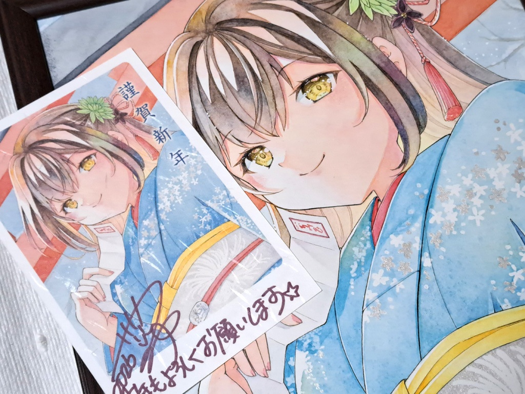 大色紙サイズ原画(額入り年賀イラスト)