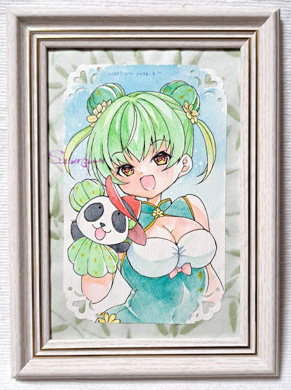 さぼてんチャイナちゃん(額入り原画)
