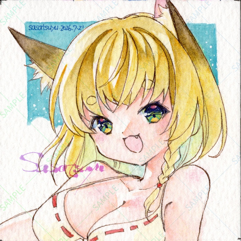 水着狐ちゃん原画