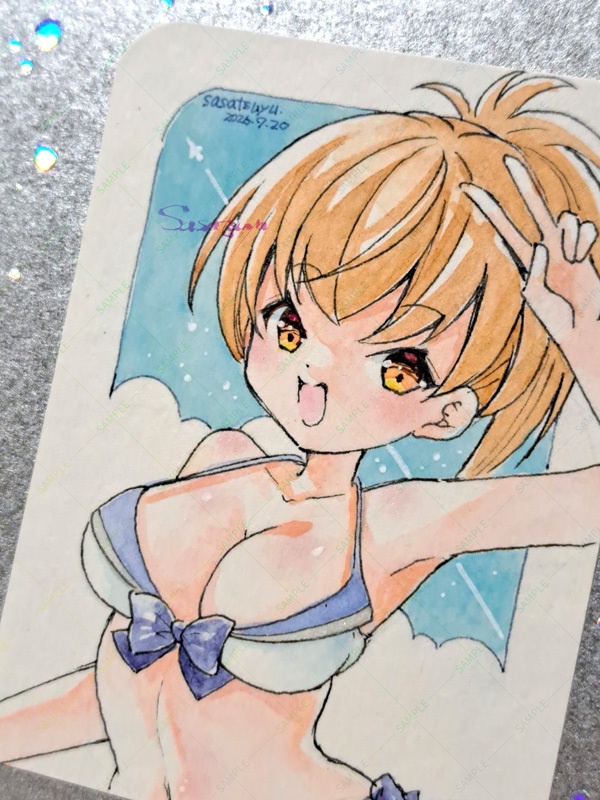 ポニテ水着ちゃん原画