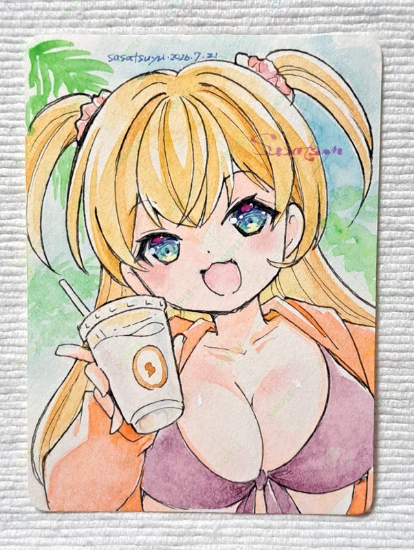 ミニ原画（水着パーカーちゃん）