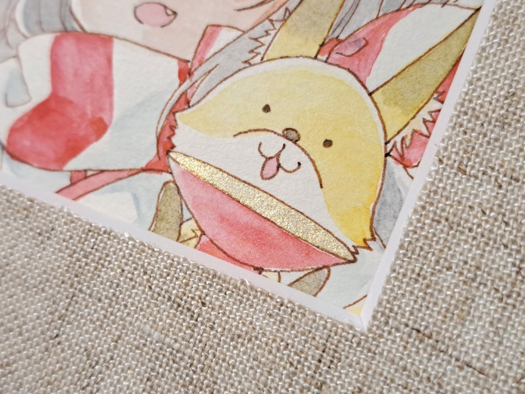 マフラー狐(マット付原画+ポストカード)