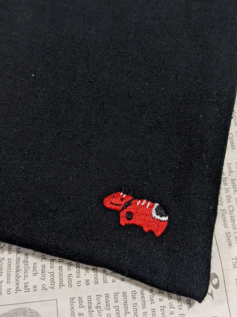 赤べこの刺しゅう入り巾着