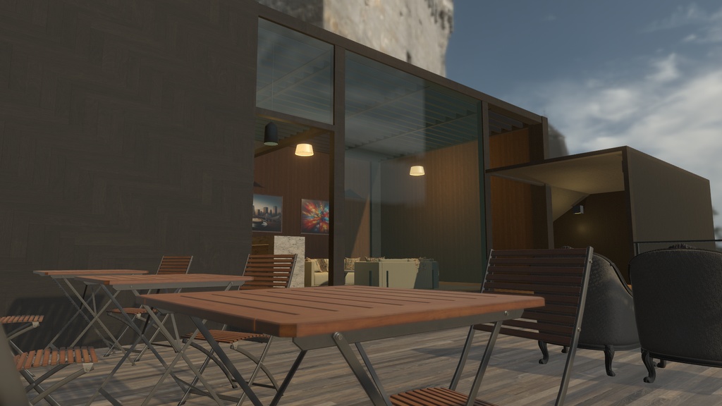 ベランダ付き室内カフェ