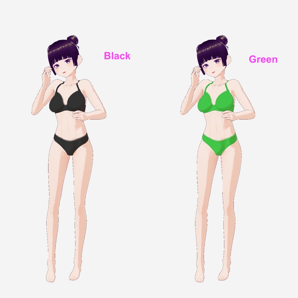 【VRoid(無料あり)】ベイシックレイスティーバック下着(10色)- Basic Lace T-Back Underwear(10 colors)