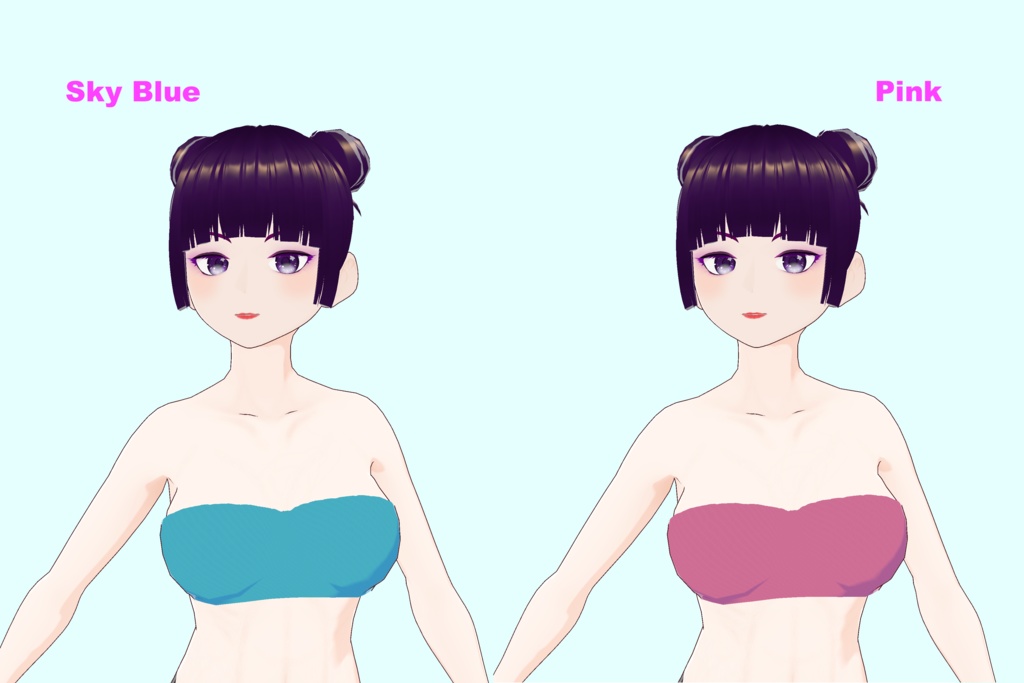 【VRoid(無料あり)】ベイシックストラップレスブラ水着(10色)- Basic Strapless Bra swimsuits(10 colors)
