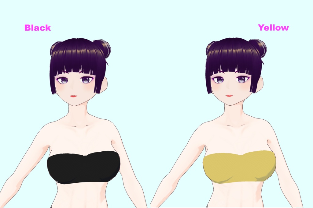 【VRoid(無料あり)】ベイシックストラップレスブラ水着(10色)- Basic Strapless Bra swimsuits(10 colors)