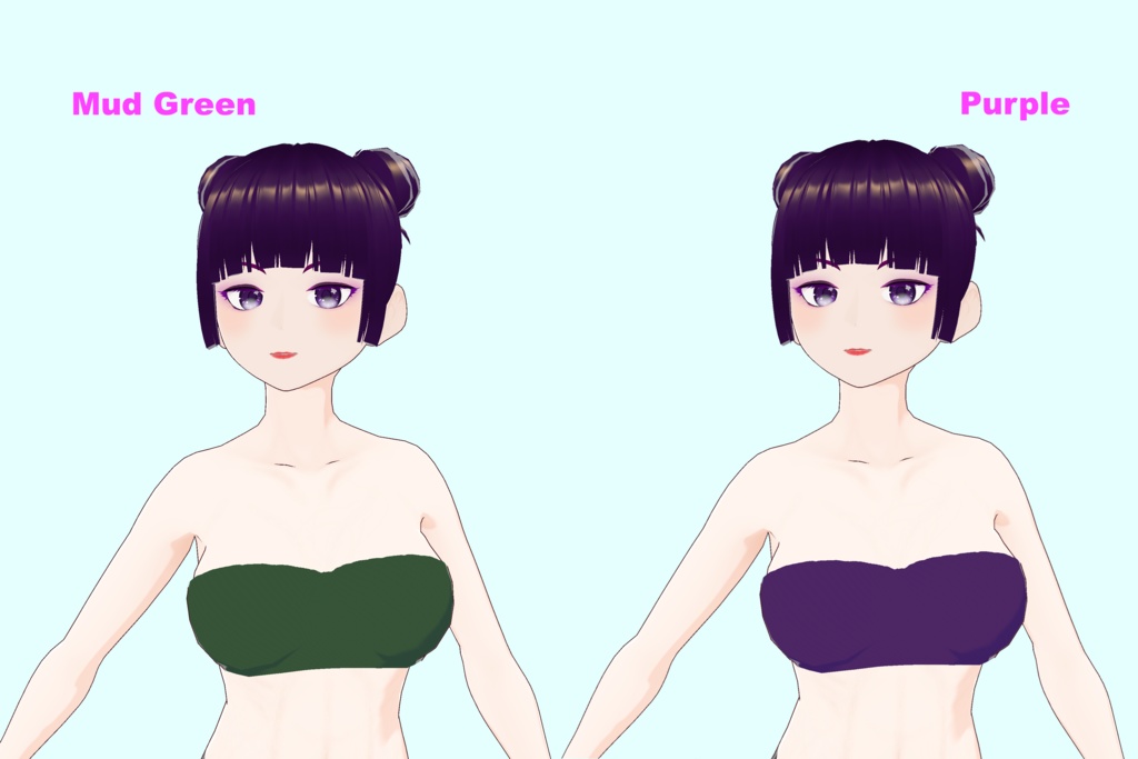 【VRoid(無料あり)】ベイシックストラップレスブラ水着(10色)- Basic Strapless Bra swimsuits(10 colors)