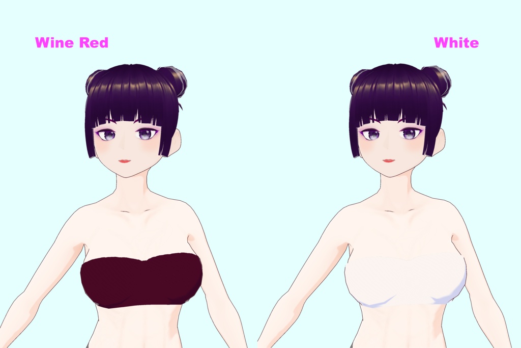 【VRoid(無料あり)】ベイシックストラップレスブラ水着(10色)- Basic Strapless Bra swimsuits(10 colors)