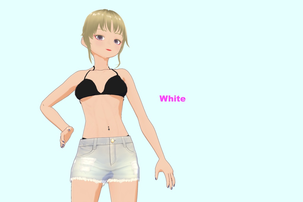 【VRoid(無料あり)】RIPPEDホットパンツ水着(5色) - Ripped hot pants(5 colors)