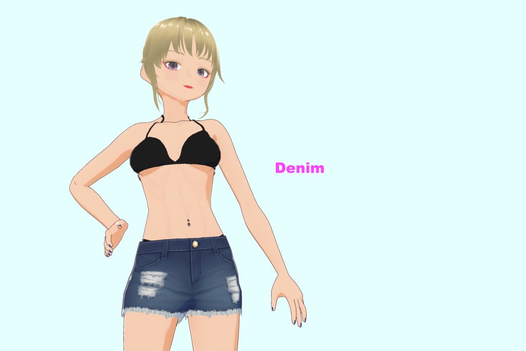 【VRoid(無料あり)】RIPPEDホットパンツ水着(5色) - Ripped hot pants(5 colors)