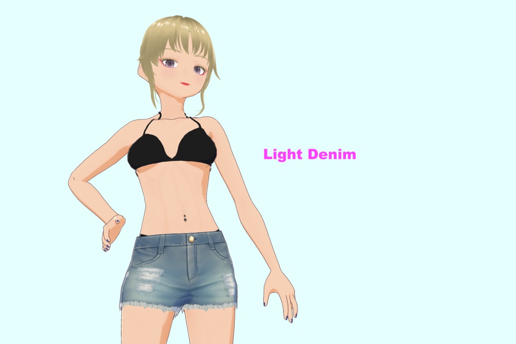 【VRoid(無料あり)】RIPPEDホットパンツ水着(5色) - Ripped hot pants(5 colors)