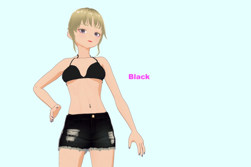 【VRoid(無料あり)】RIPPEDホットパンツ水着(5色) - Ripped hot pants(5 colors)