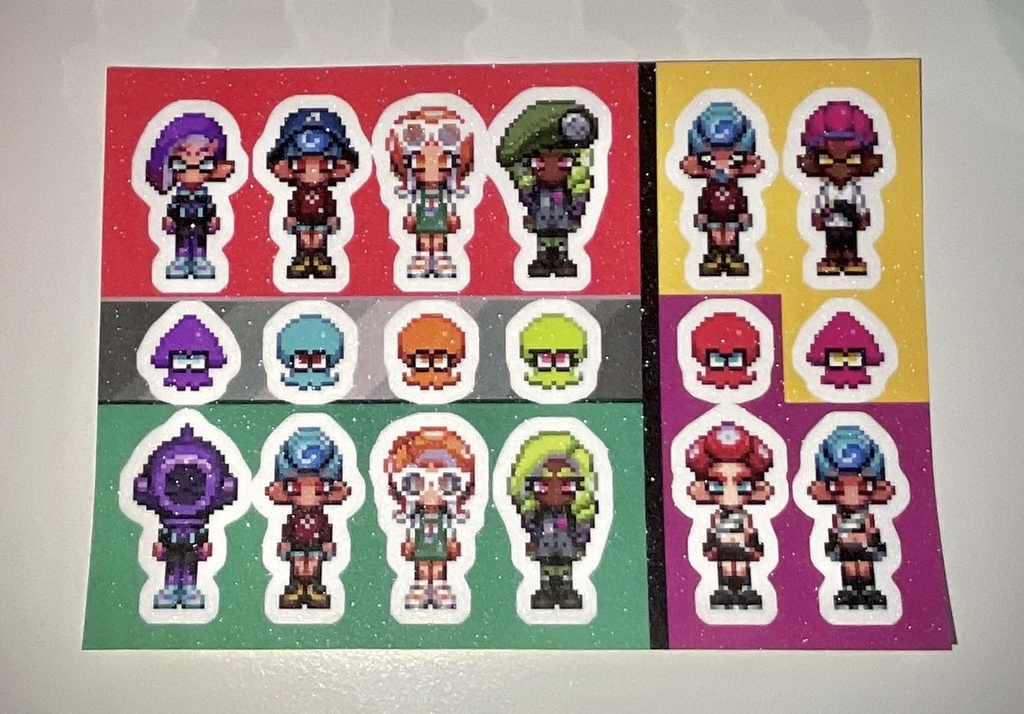 マイイカタコドット絵キラキラステッカー Pixel Art Stickers