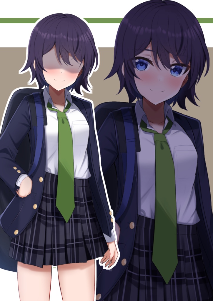 モブキャラクター立ち絵(表情差分全10種類)（女子高生＋気が強い）