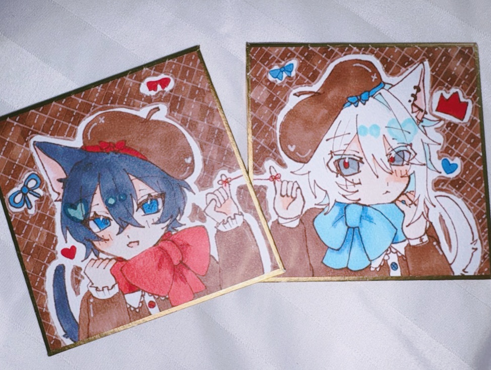 蝶々結びの追悼豆色紙・名刺セット