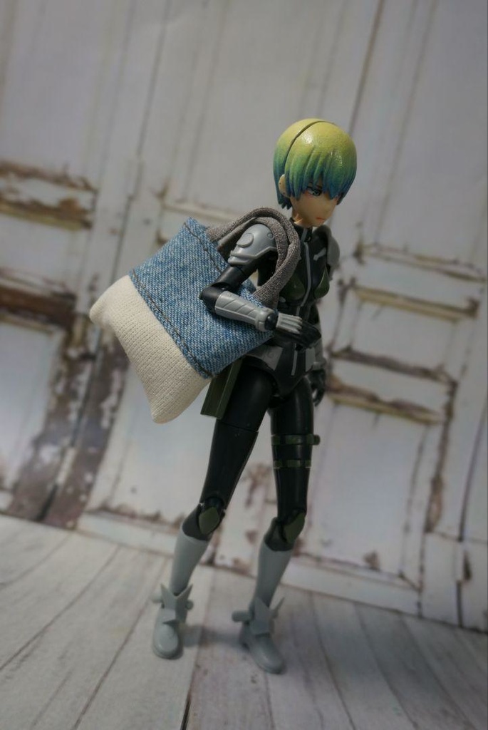 【ハンドメイド】ミニチュア トートバッグ/手提げカバン【デニム切り替えver】 ¥1,300