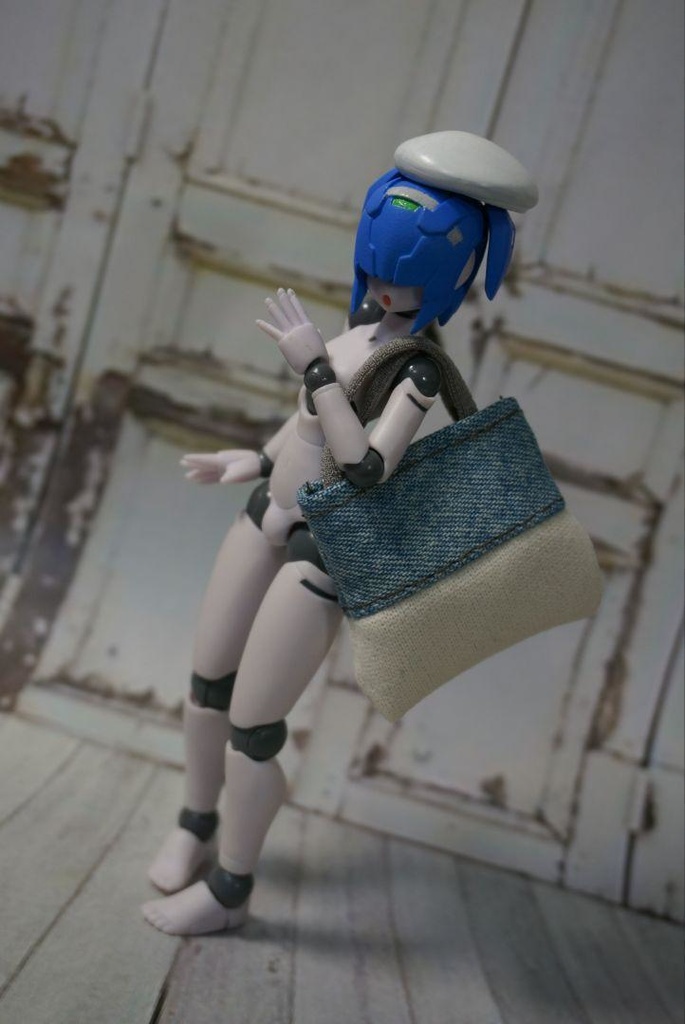 【ハンドメイド】ミニチュア トートバッグ/手提げカバン【デニム切り替えver】 ¥1,300