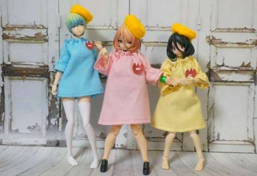 【ハンドメイド】幼稚園児スモッグ風衣装 各色【ミニチュア】