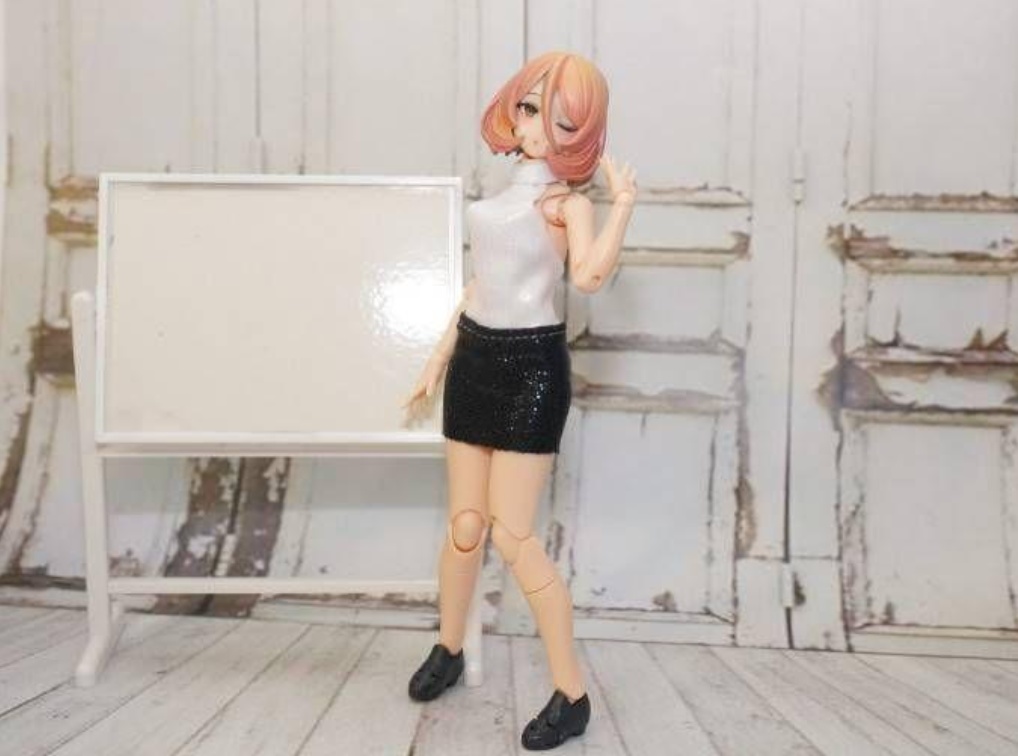 【ハンドメイド】1/12 女教師風コスチューム白×黒【ミニチュア】