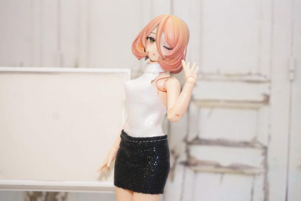 【ハンドメイド】1/12 女教師風コスチューム白×黒【ミニチュア】
