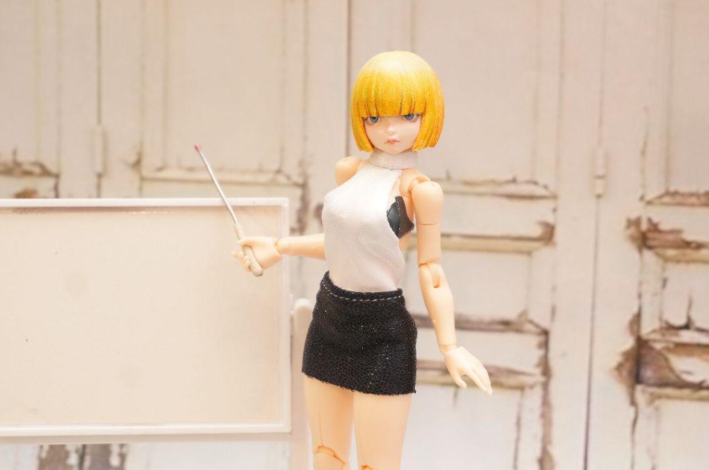 【ハンドメイド】1/12 女教師風コスチューム白×黒【ミニチュア】