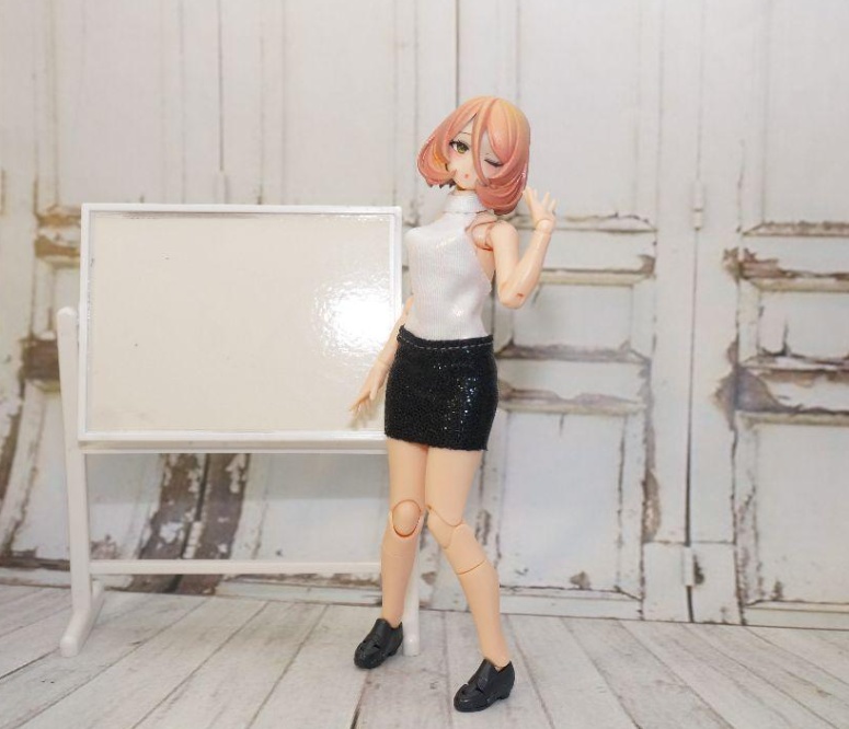 【ハンドメイド】1/12 女教師風コスチューム白×黒【ミニチュア】