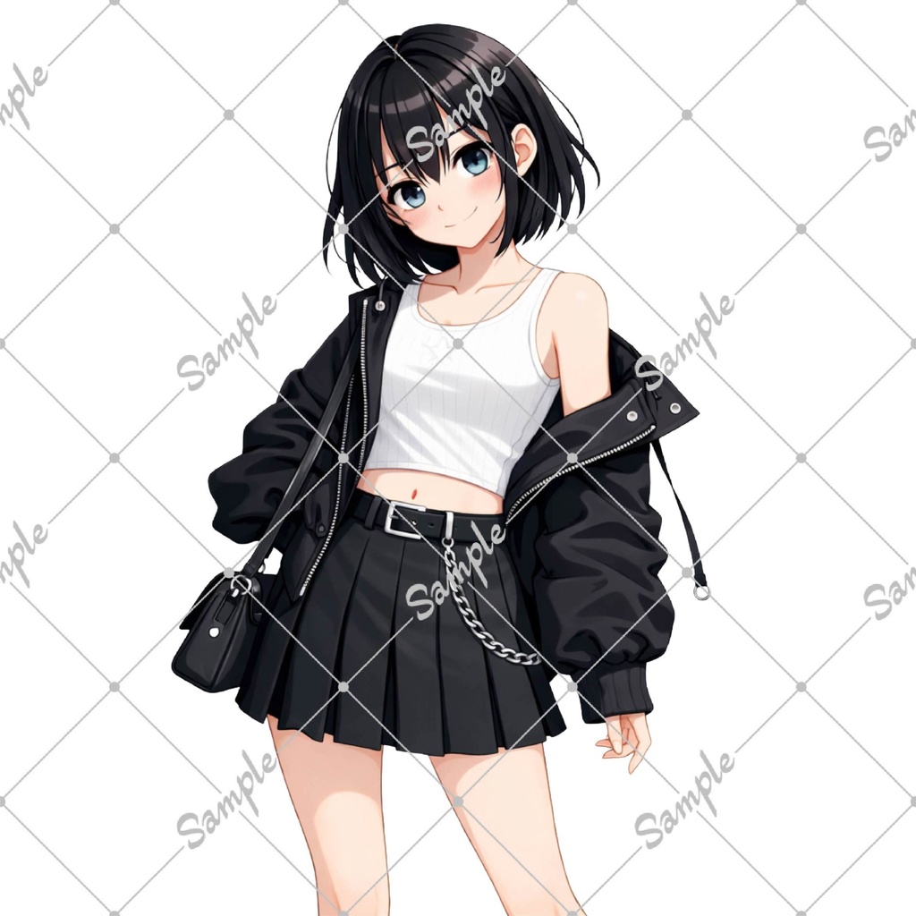 黒コーデ女子 キャラクターイラスト