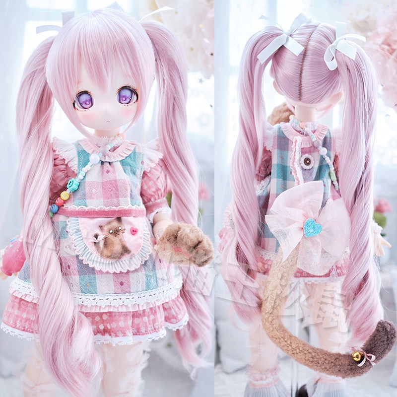 【頭囲22-22.5cm】　カールツインテール　ドール用ウィッグ　耐熱