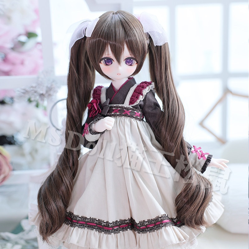 【頭囲22-22.5cm】　カールツインテール　ドール用ウィッグ　耐熱
