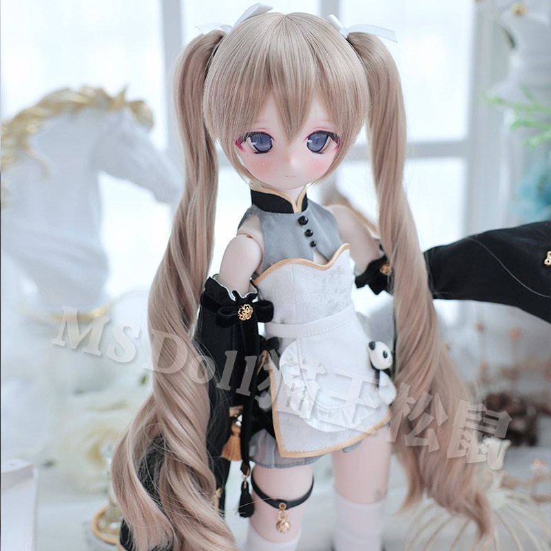 【頭囲22-22.5cm】　カールツインテール　ドール用ウィッグ　耐熱