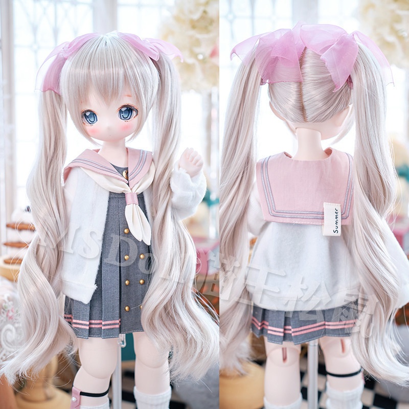 【頭囲22-22.5cm】　カールツインテール　ドール用ウィッグ　耐熱